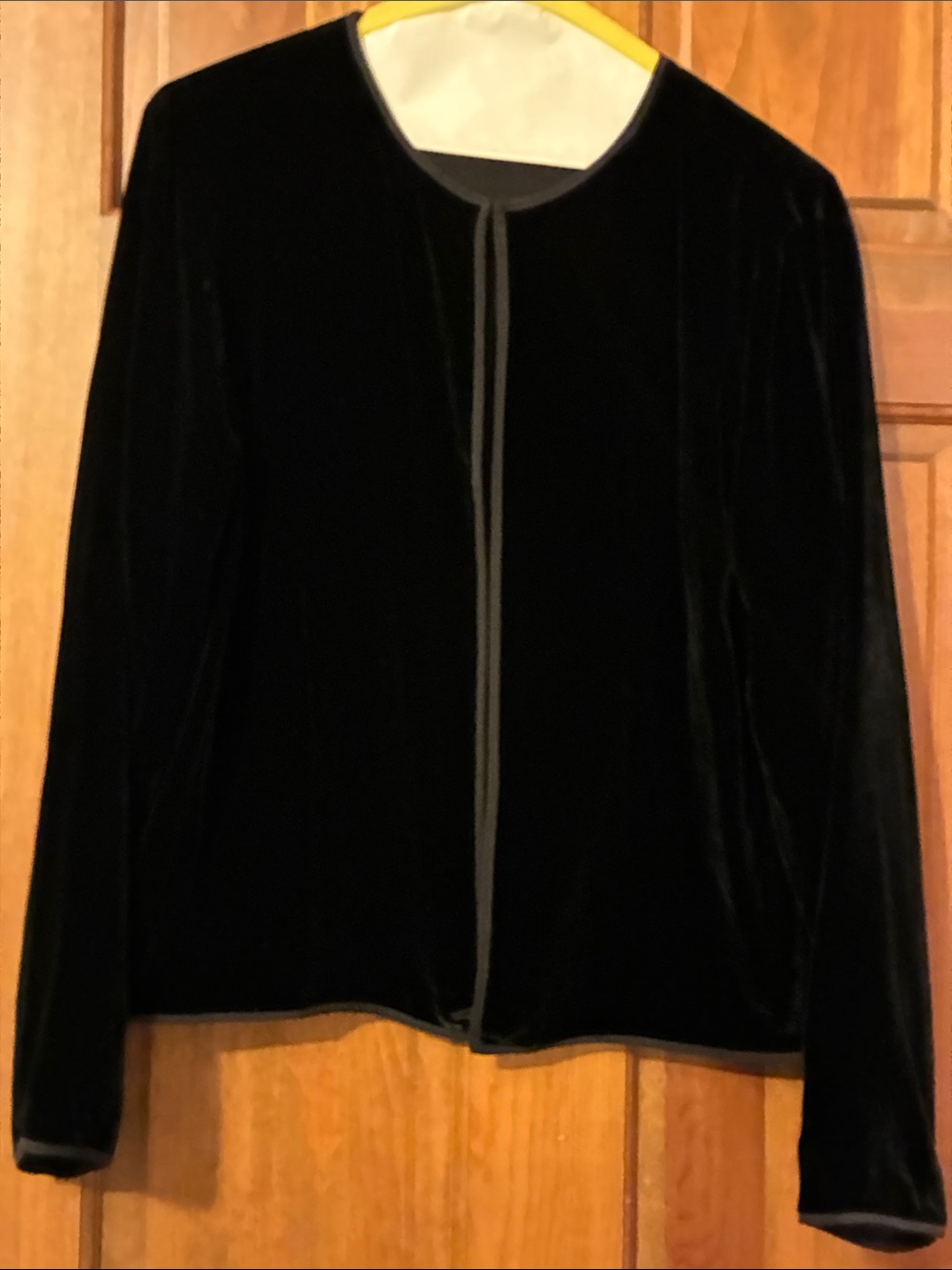 Eileen Fisher Black Velvet Open-Front Lined Blazer